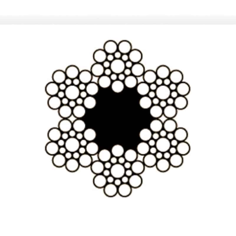 6×19 Seale + textile core (clear, non-galvanized)